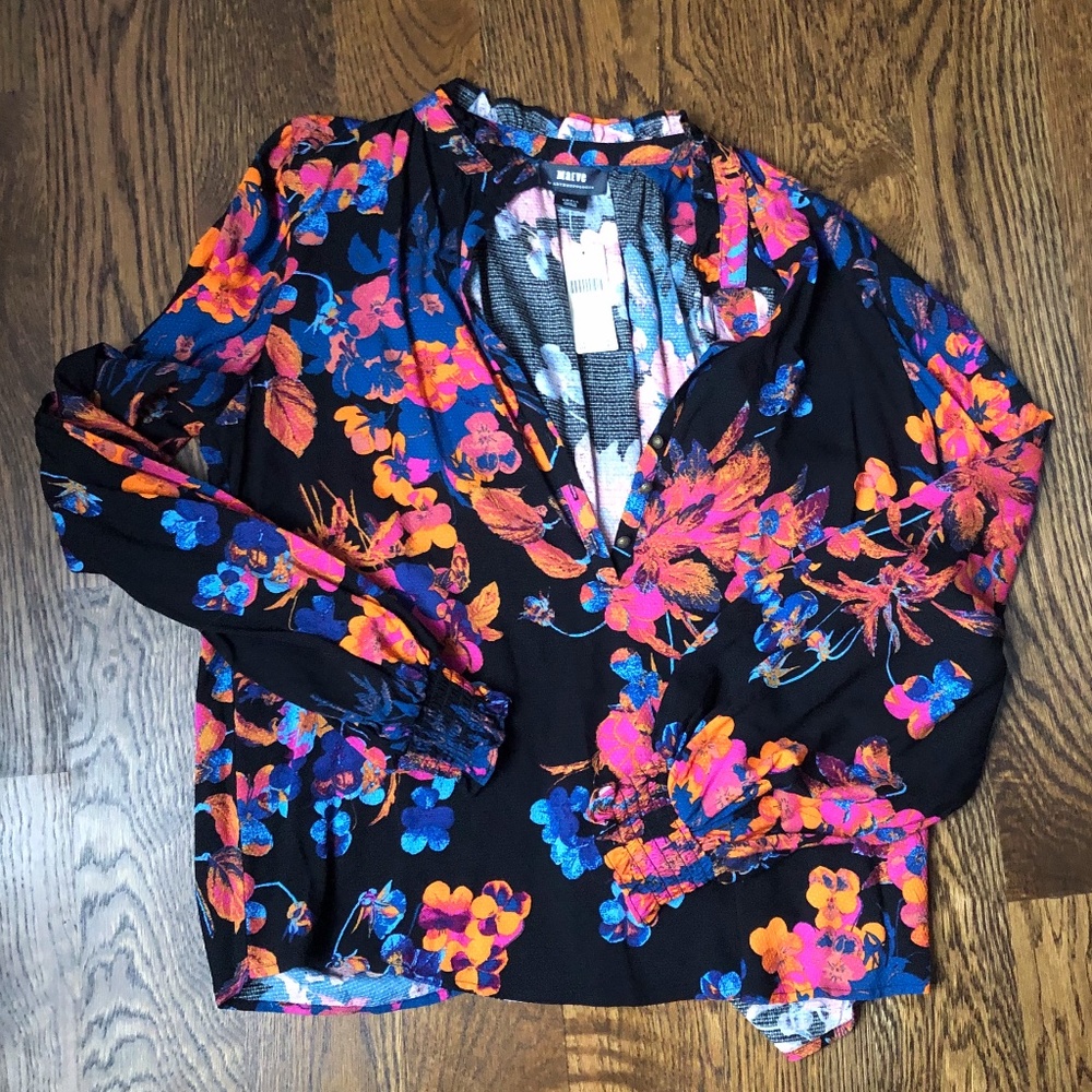 NWT Maeve by Anthropologie Black Blouse Size S